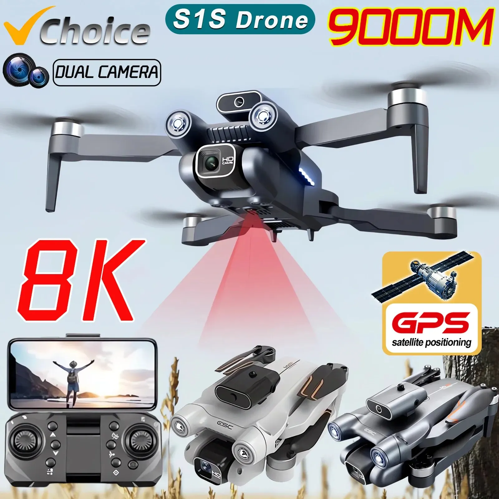 Home Security Cameras Outdoor - Dron con Motor sin escobillas profesional