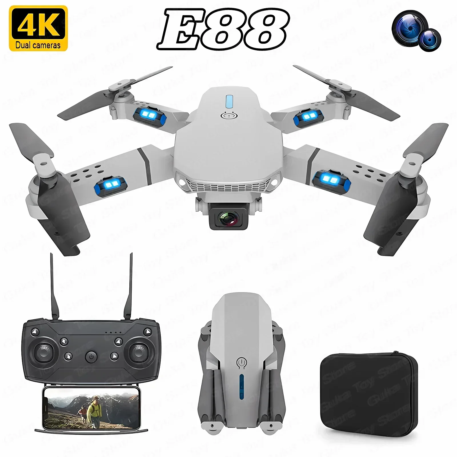 Home Security Cameras Outdoor - E88 Pro WIFI FPV Drone gran