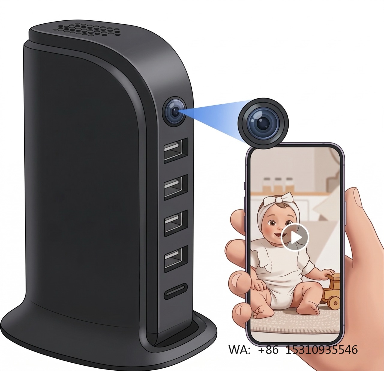 Home Security Officer - Cámara de Seguridad Wi-Fi Compacta para