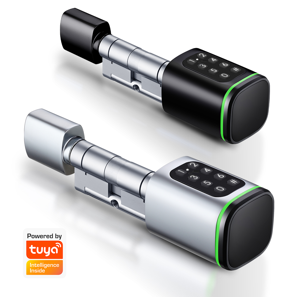Home Security Essential - Cerradura de cilindro inteligente Tuya, 60-90mm,