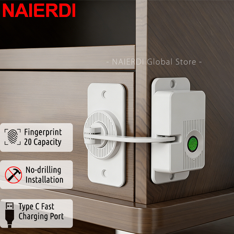 Home Security Door Reinforcement Lock - Cerradura de Gabinete con Huella Dactilar