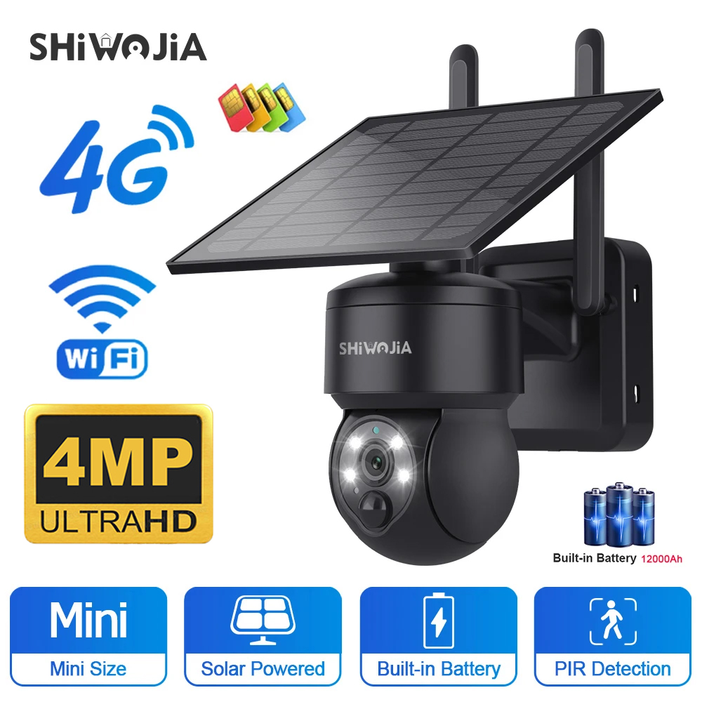 SHIWOJIA-cámara Solar PTZ inal - Home Security Cameras Wireless reseña y precio