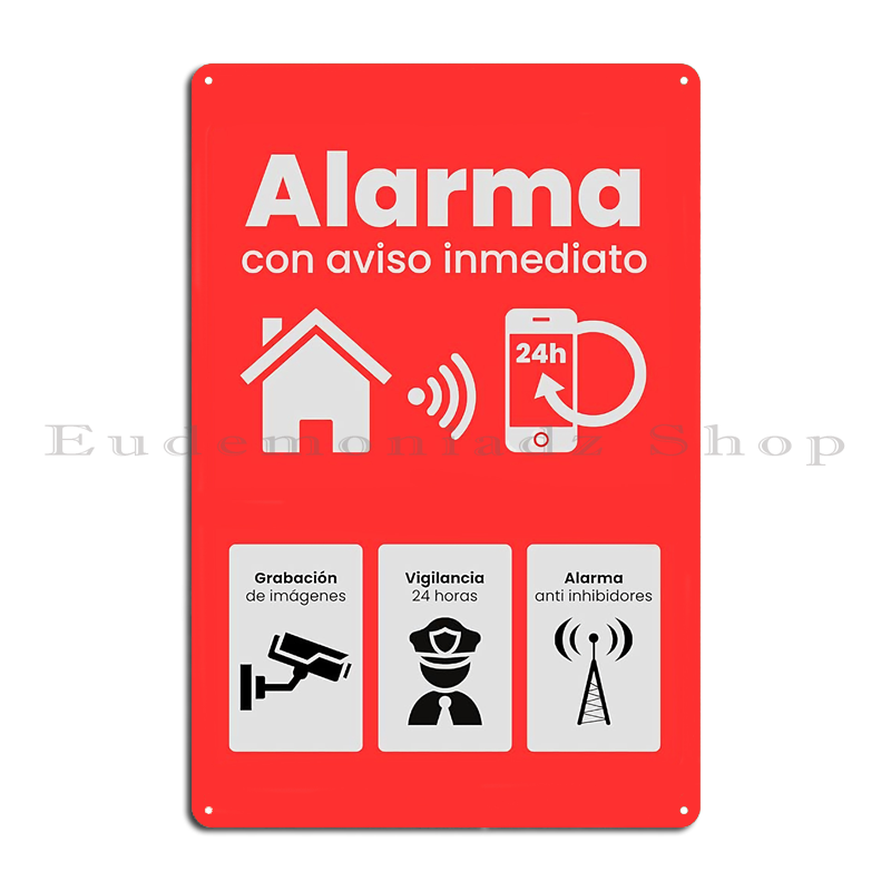 Letrero Metálico Retro de 24h  - Home Security Alarm System reseña y precio