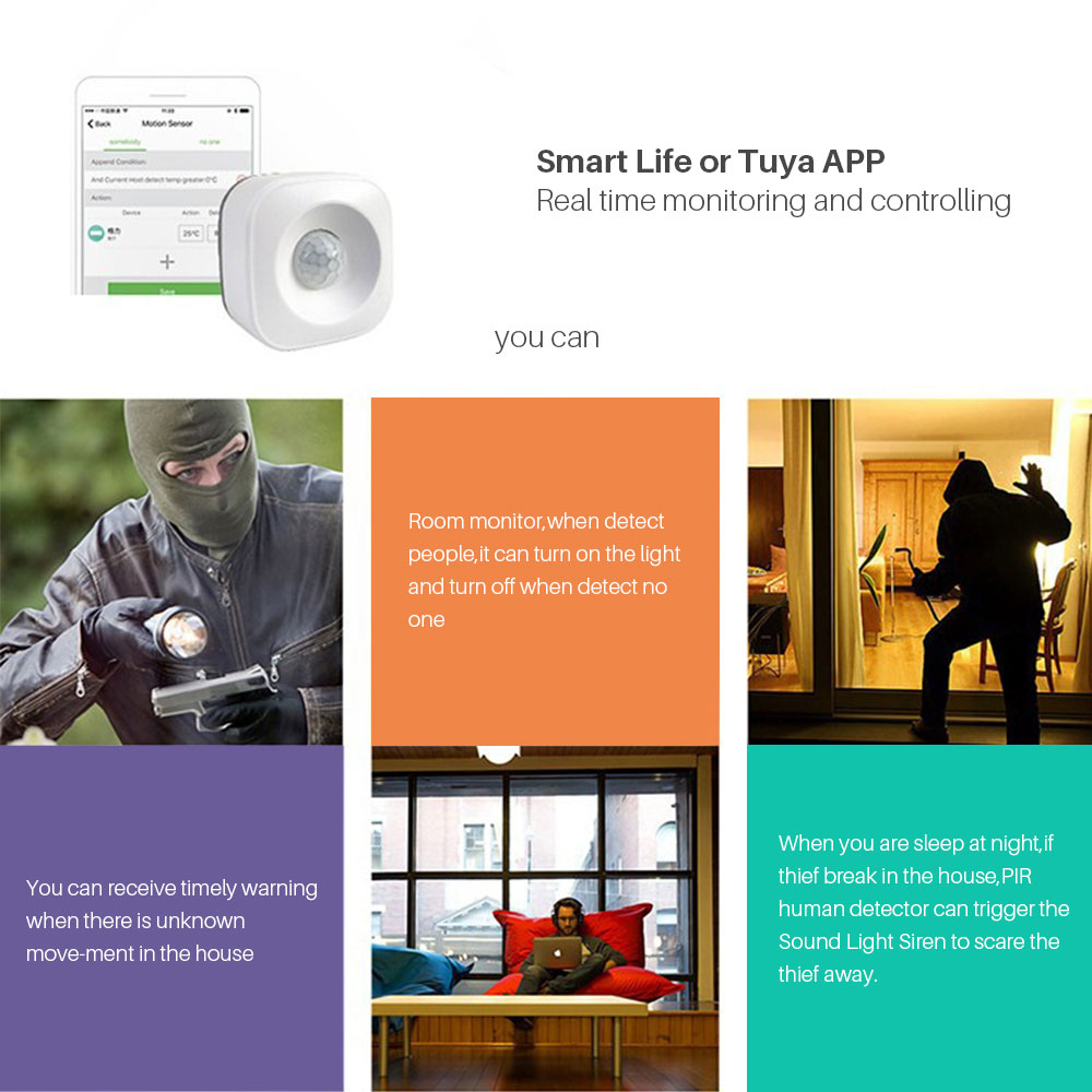 Tuya-Sensor de movimiento infr - Home Security Alarm System reseña y precio