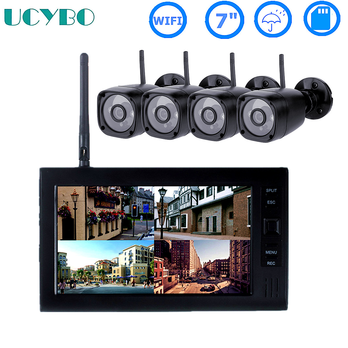 Sistema de seguridad cctv lcd  - Home Security Cameras Wireless reseña y precio