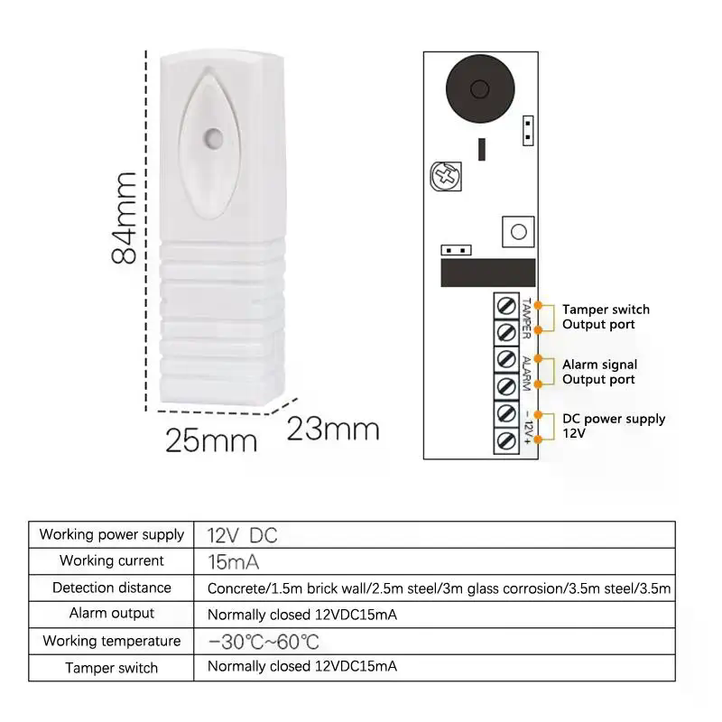 Sensor de alarma de vibración  - Home Security Alarm System reseña y precio